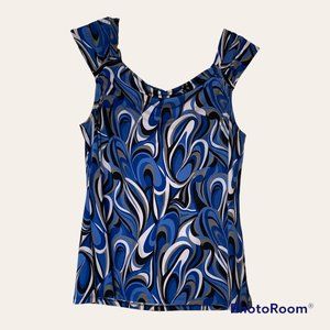 Beautiful Cato Women's Blue/Black/White Sleeveless Top Size Large